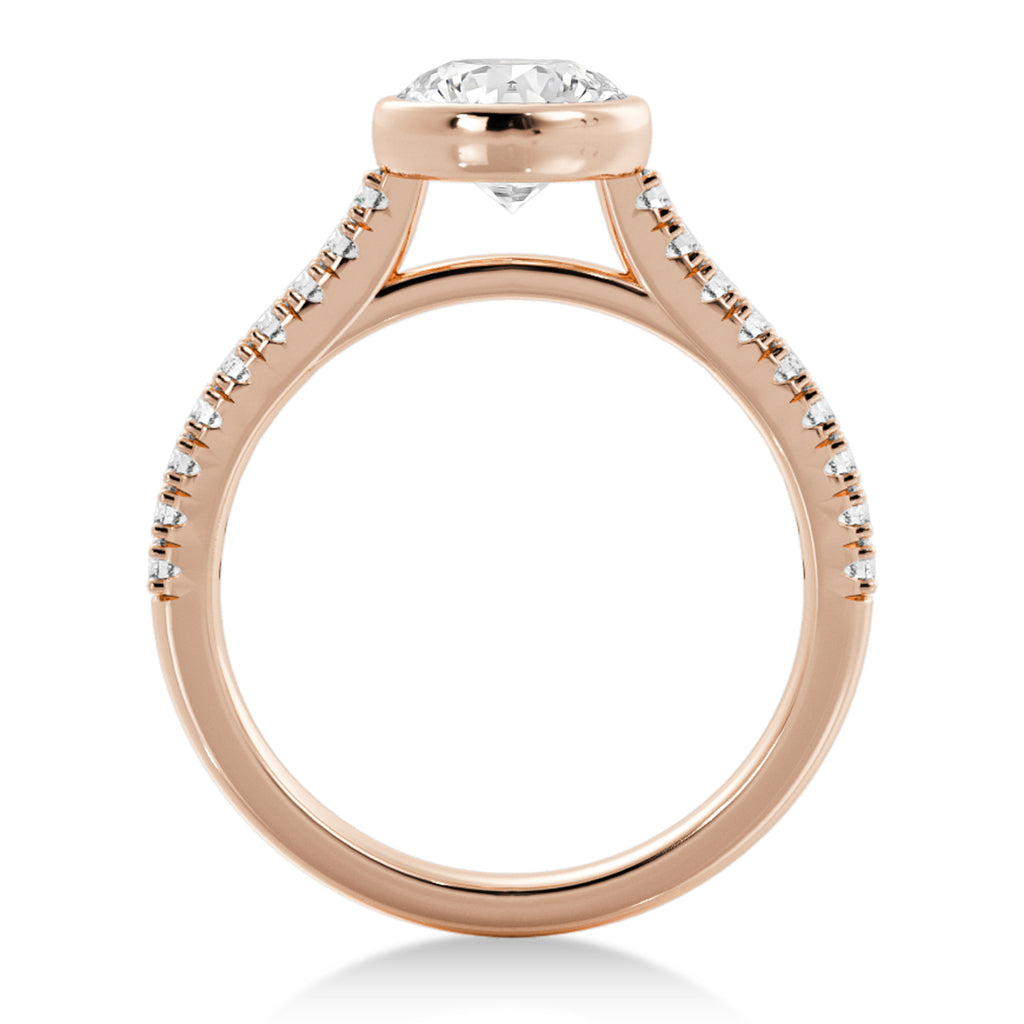 Lab Grown Bezel Set Diamond Accented Engagement Ring 14k Rose Gold (0.23ct)
