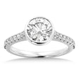 Lab Bezel Set Diamond Accented Engagement Ring 14k White Gold (0.23ct)