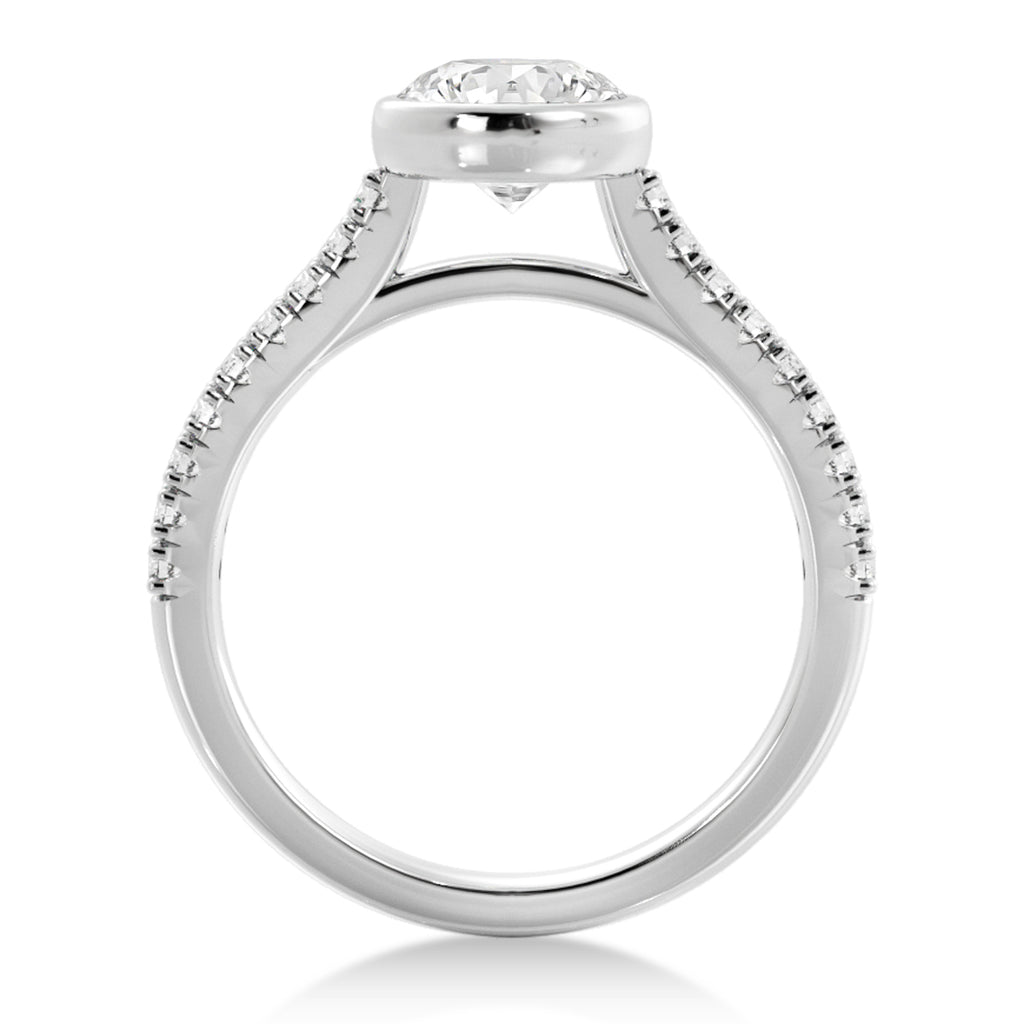 Lab Grown Bezel Set Diamond Accented Engagement Ring 18k White Gold (0.23ct)