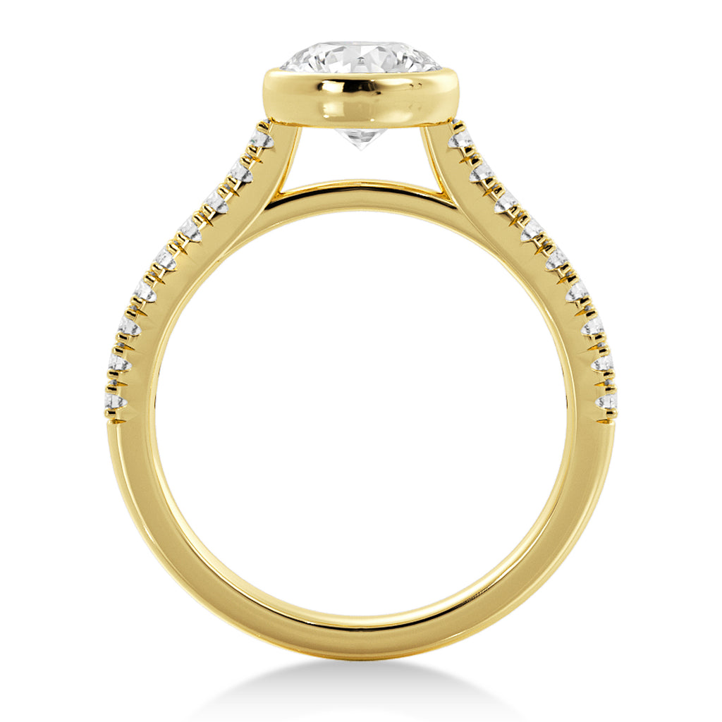 Lab Grown Bezel Set Diamond Accented Engagement Ring 18k Yellow Gold (0.23ct)