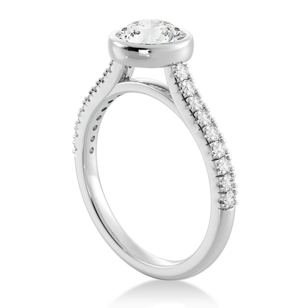 Bezel Set Diamond Accented Engagement Ring Platinum (0.23ct)