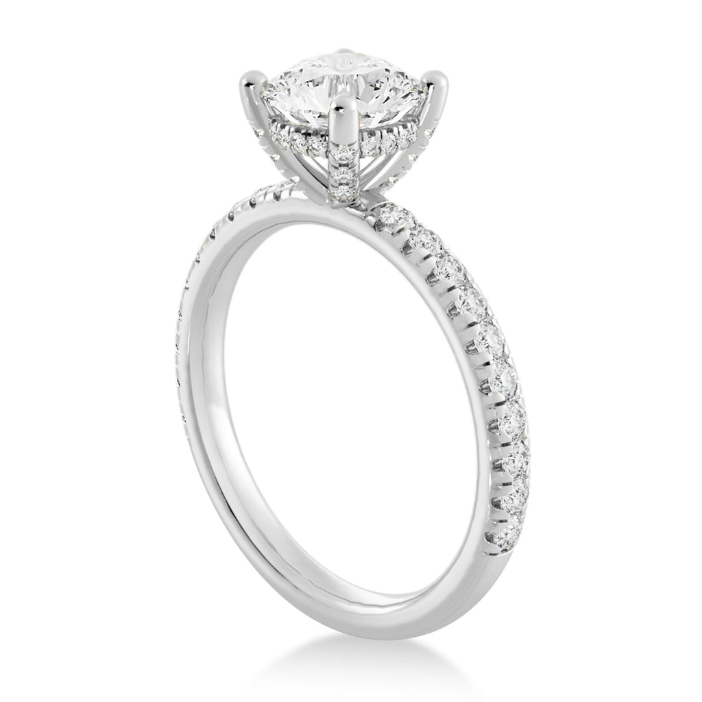 Lab Grown Diamond Hidden Halo Engagement Ring 14k White Gold (0.40ct)