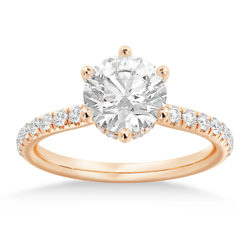 Diamond Hidden Halo 6 Prong Engagement Ring 14k Rose Gold (0.35ct)