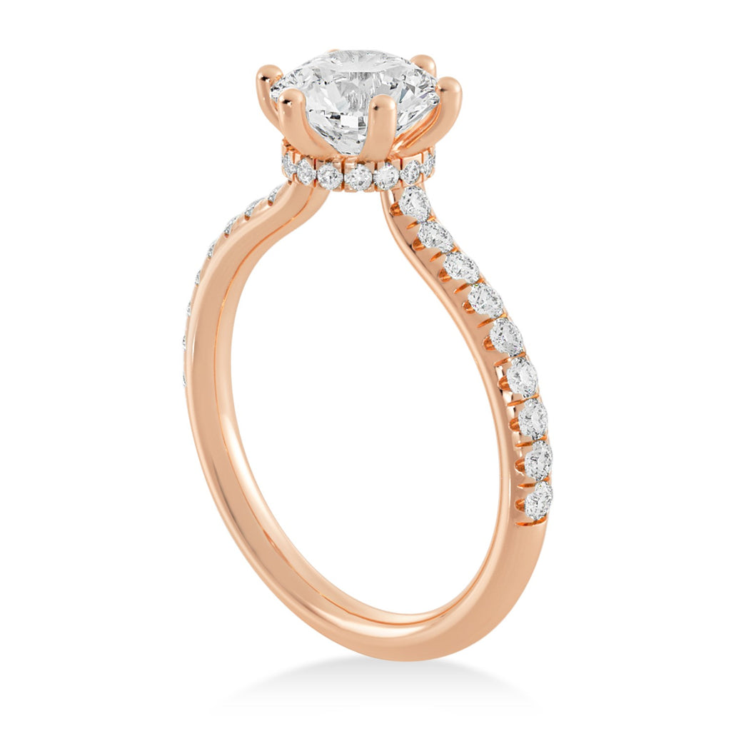 Diamond Hidden Halo 6 Prong Engagement Ring 14k Rose Gold (0.35ct)