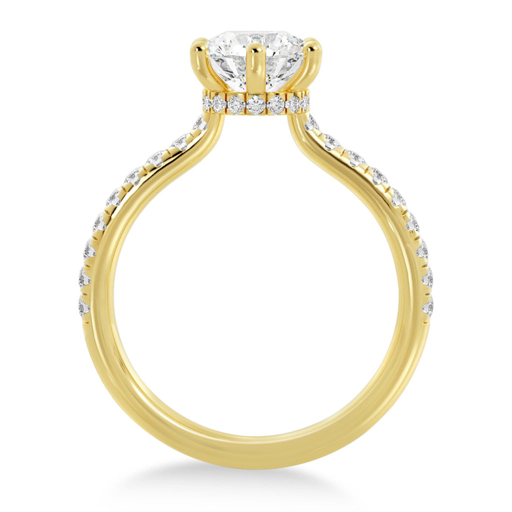 Diamond Hidden Halo 6 Prong Engagement Ring 18k Yellow Gold (0.35ct)