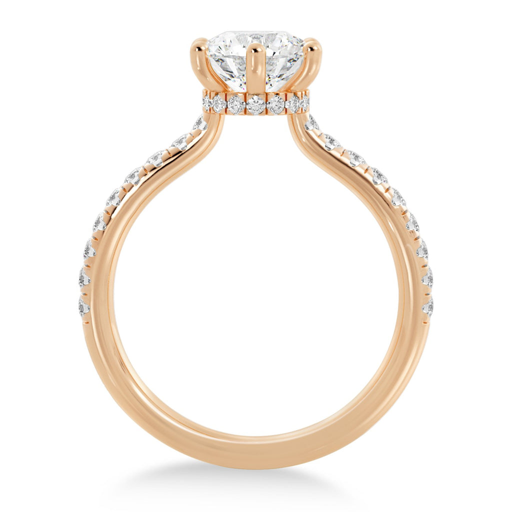 Lab Grown Diamond Hidden Halo 6 Prong Engagement Ring 14k Rose Gold (0.35ct)