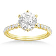 Lab Diamond Hidden Halo 6 Prong Engagement Ring 18k Yellow Gold (0.35ct)