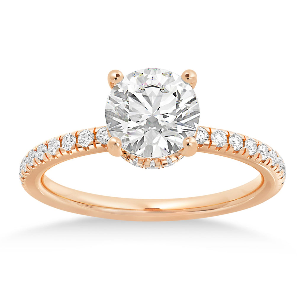 Diamond Pave' Hidden Halo Engagement Ring 14k Rose Gold (0.33ct)
