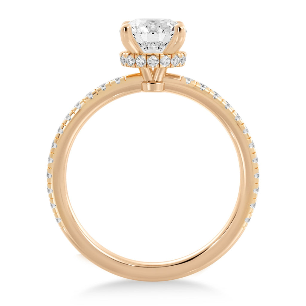 Diamond Pave' Hidden Halo Engagement Ring 14k Rose Gold (0.33ct)
