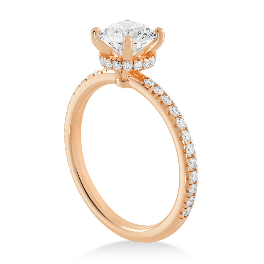 Diamond Pave' Hidden Halo Engagement Ring 14k Rose Gold (0.33ct)