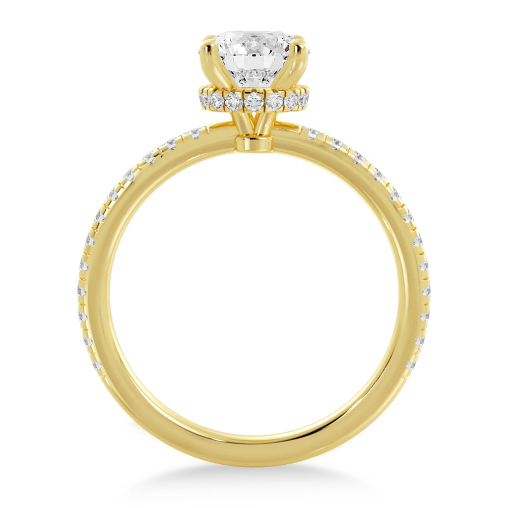 Diamond Pave' Hidden Halo Engagement Ring 18k Yellow Gold (0.33ct)