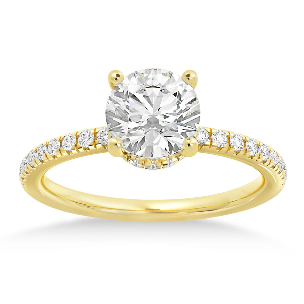 Lab Diamond Pave' Hidden Halo Engagement Ring 14k Yellow Gold (0.33ct)