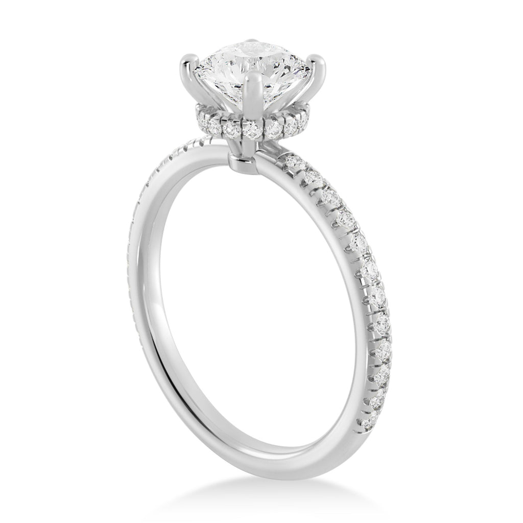 Lab Grown Diamond Pave' Hidden Halo Engagement Ring 18k White Gold (0.33ct)