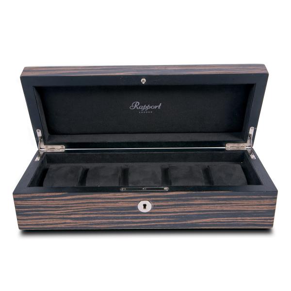 Rapport London Macassar Wood Five Watch Box Storage