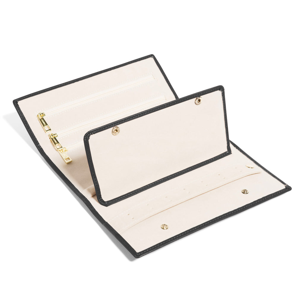 Allurez Foldable Jewelry Travel Organizer Black Vegan Leather