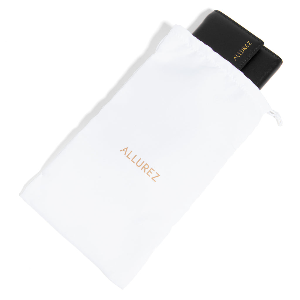 Allurez Foldable Jewelry Travel Organizer Black Vegan Leather