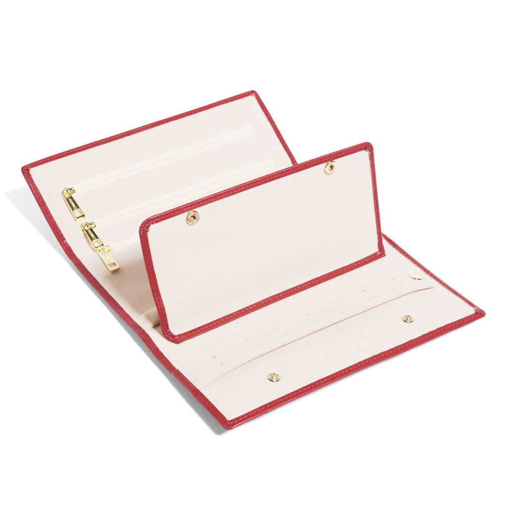 Allurez Foldable Jewelry Travel Organizer Red Vegan Leather