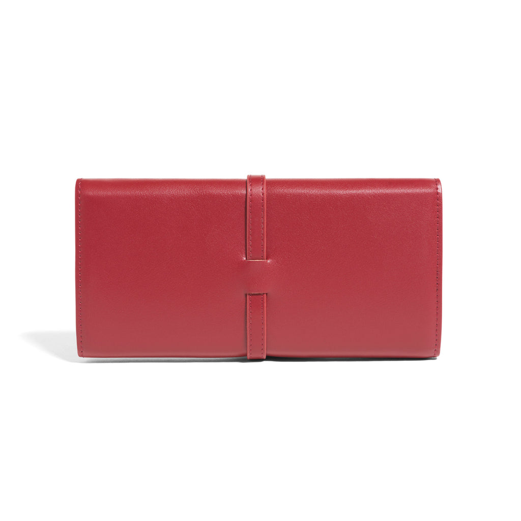 Allurez Foldable Jewelry Travel Organizer Red Vegan Leather