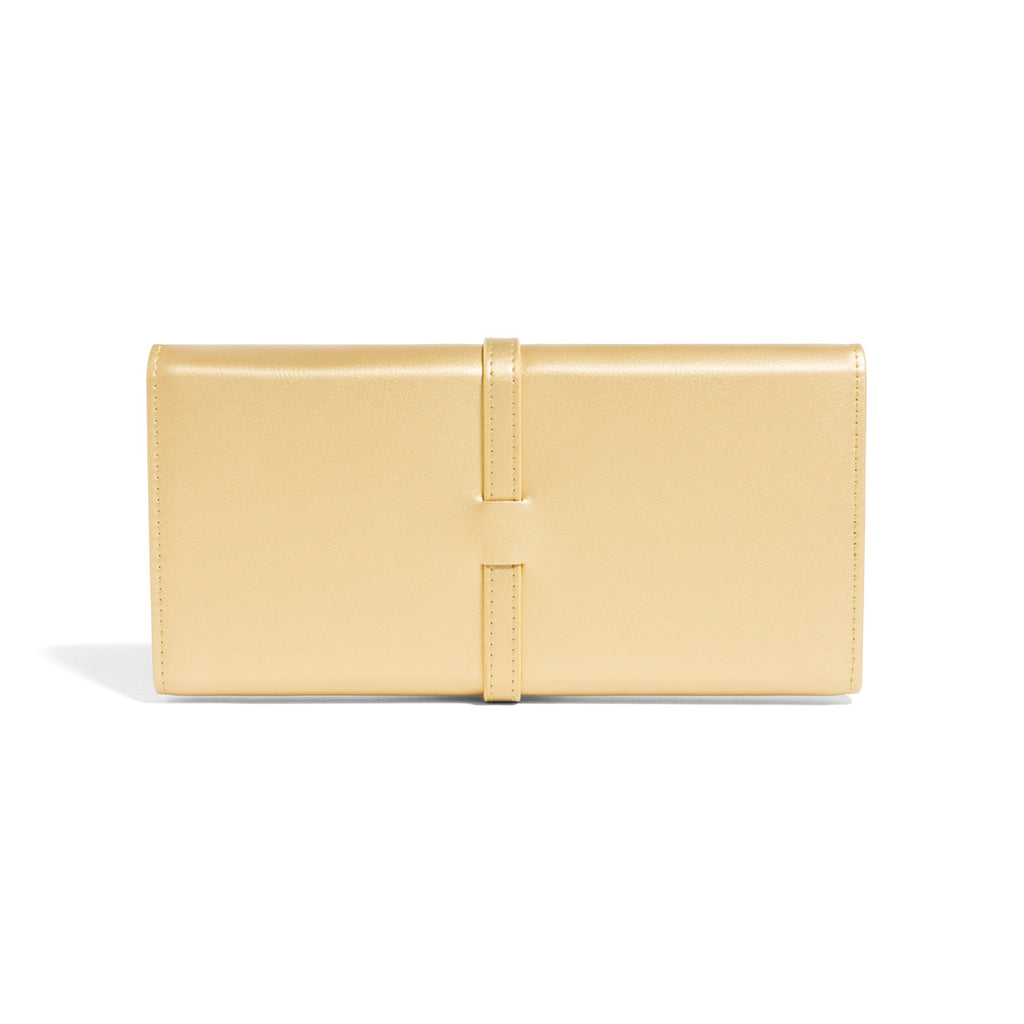 Allurez Foldable Jewelry Travel Organizer Gold Vegan Leather