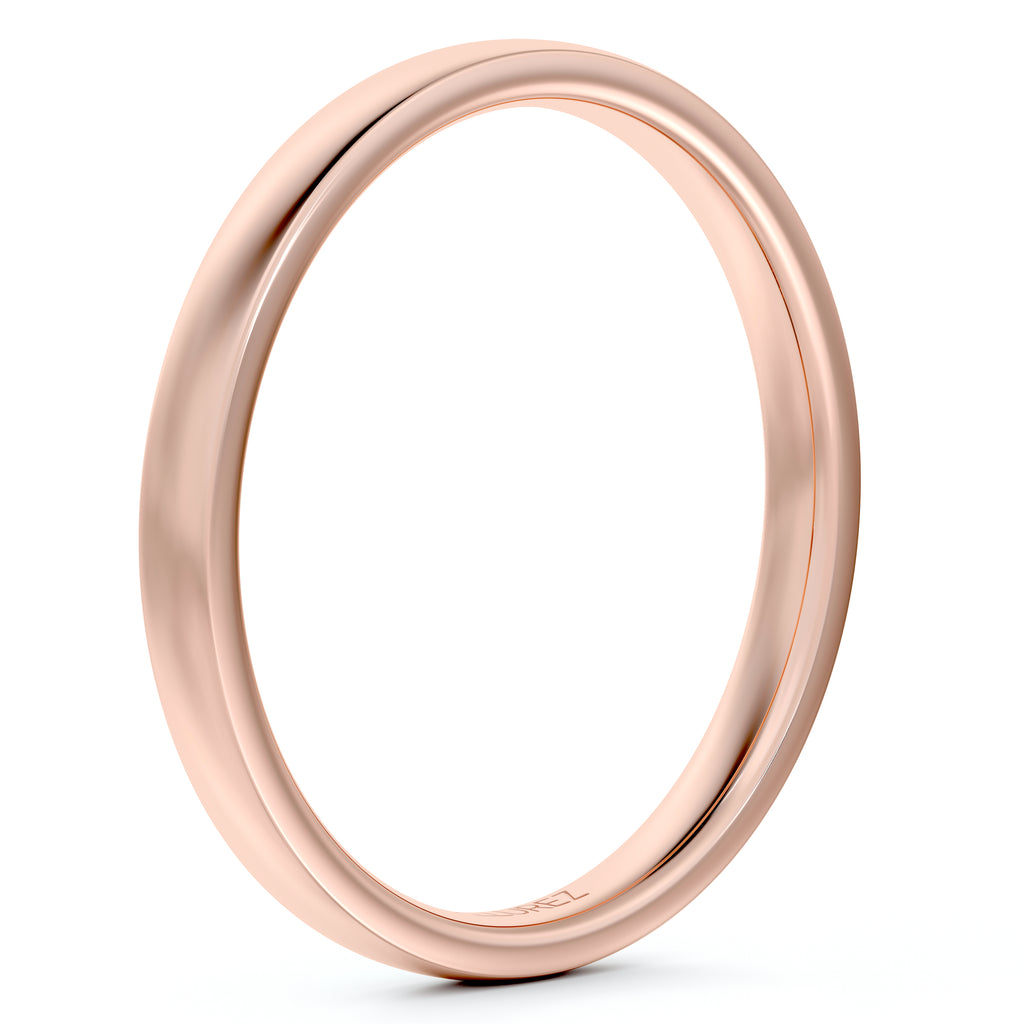 Low Dome Comfort Fit Wedding Ring 14k Rose Gold (2mm)