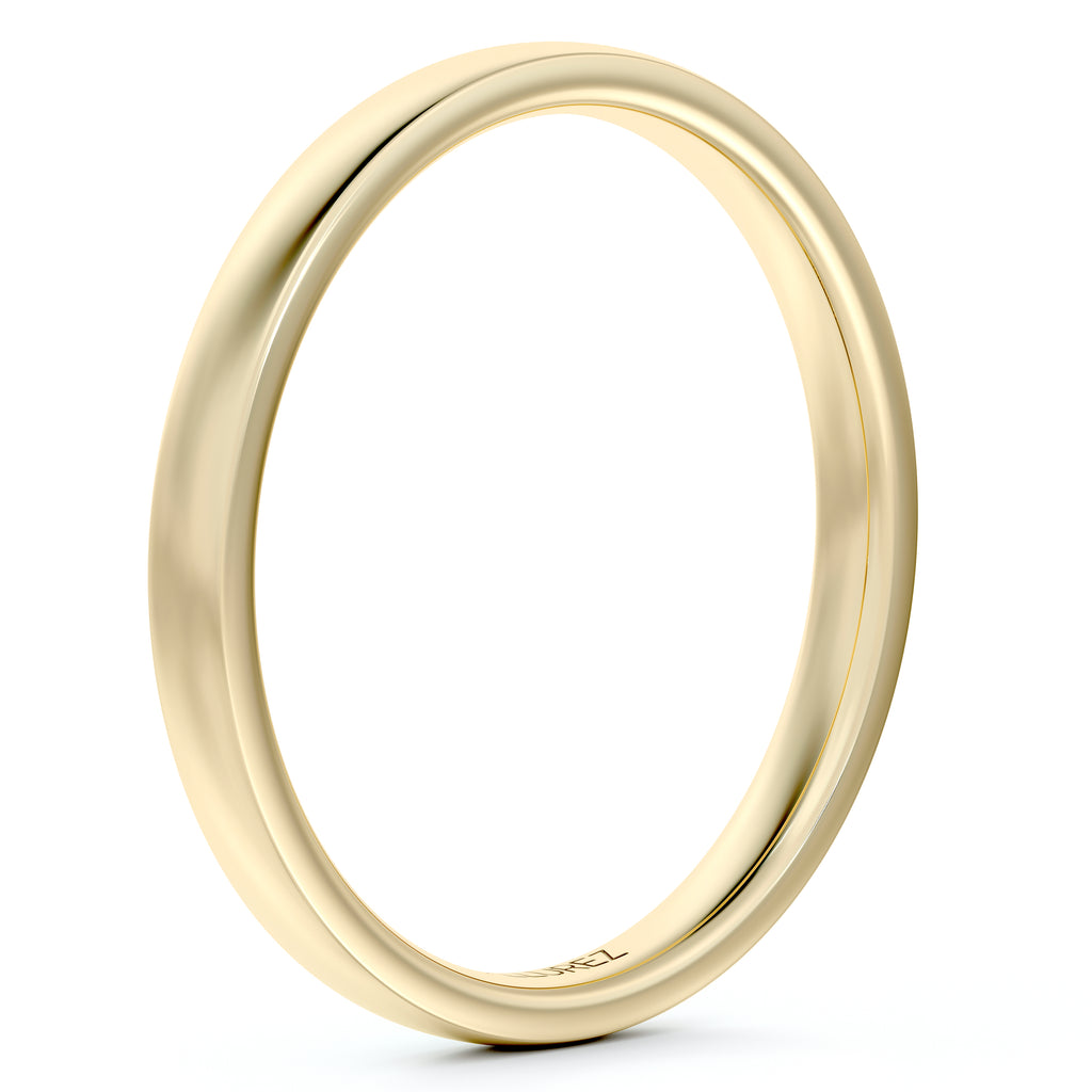 18k Yellow Gold Wedding Ring Low Dome Comfort Fit (2mm)