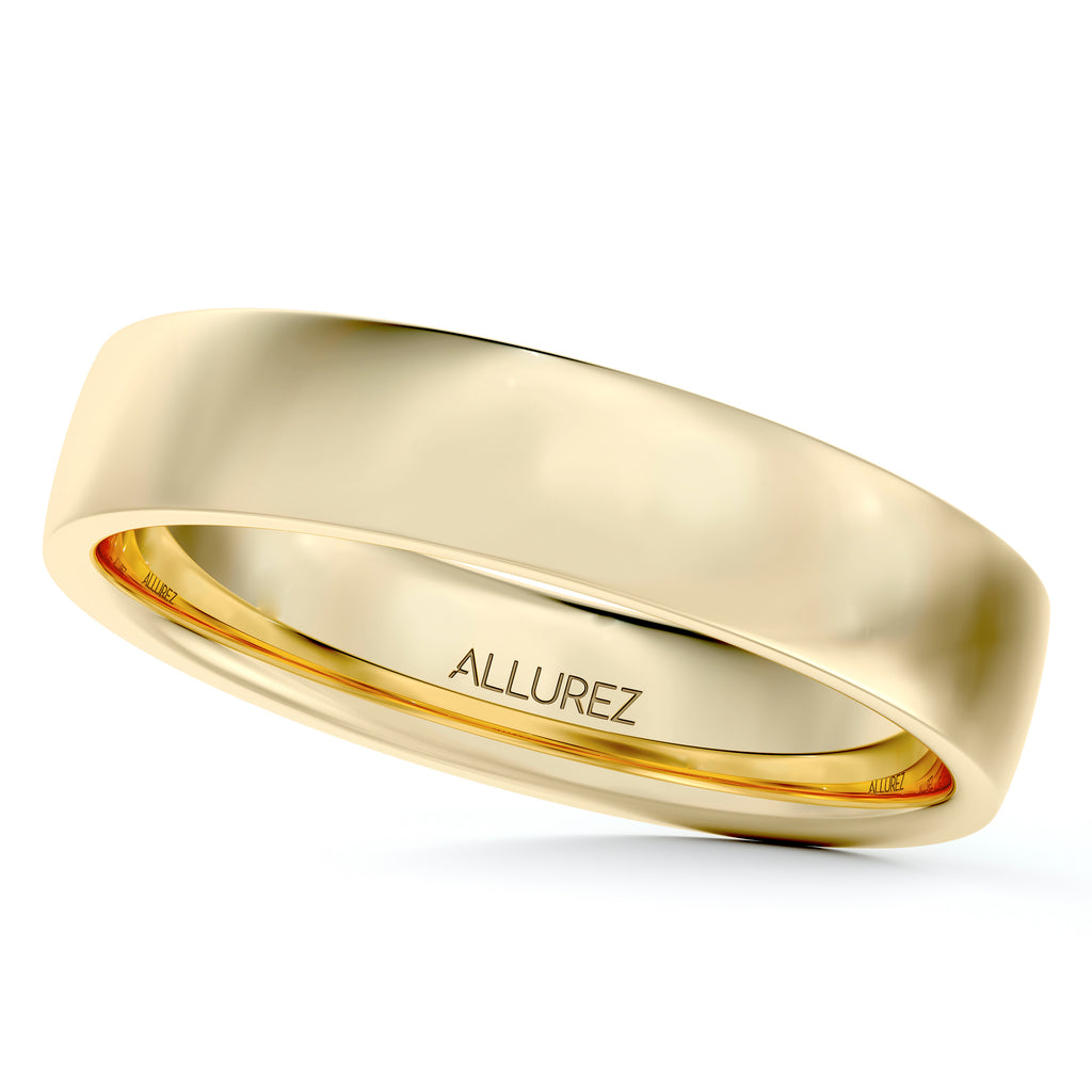 14k Yellow Gold Wedding Ring Low Dome Comfort Fit (4 mm)
