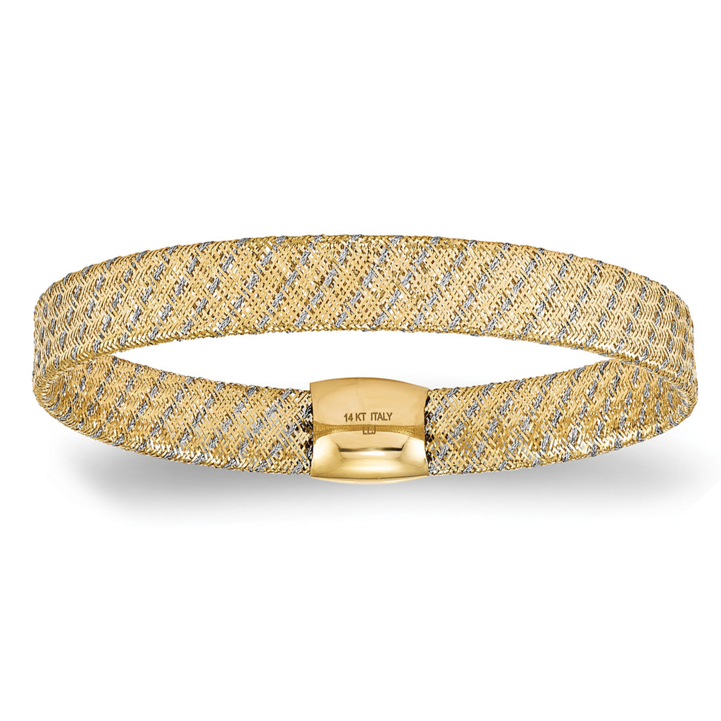 Flexible Woven Stretch Luxe Bangle Bracelet 14k Two-Tone Gold