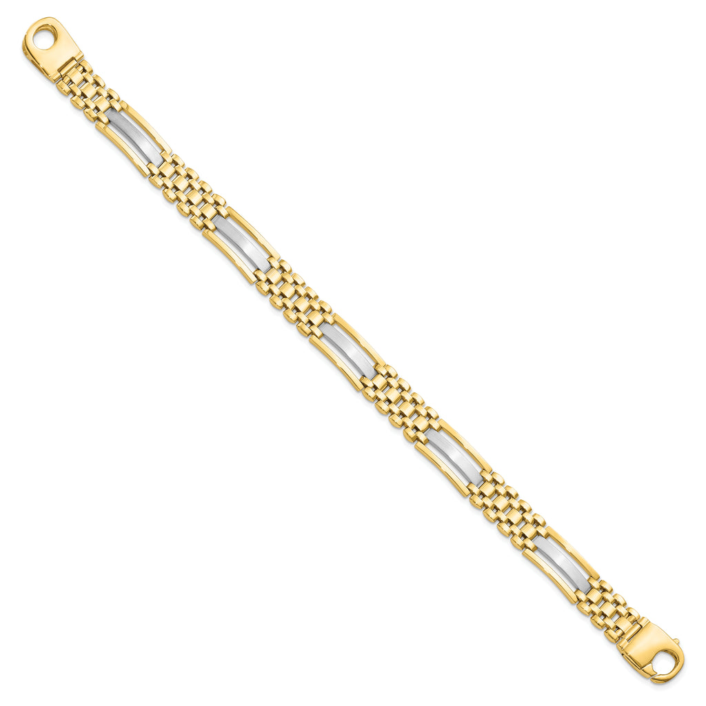 Men's Polished & Satin Fancy Rolex Link Bracelet 14k Two-Tone Gold