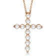 Lab Diamond Cross Pendant Necklace in 14k Rose Gold (1.01ct)