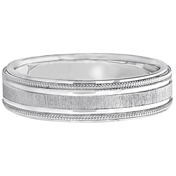 Carved Edged Milgrain Wedding Ring in Platinum (5mm)