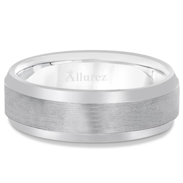 Comfort-Fit Carved Wedding Band in 14k White Gold (7mm)