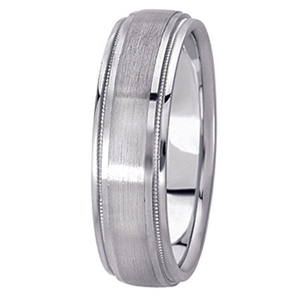 Carved Wedding Band in 18k White Gold For Men (5mm)