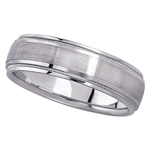 Carved Wedding Band in Palladium For Men (5mm)