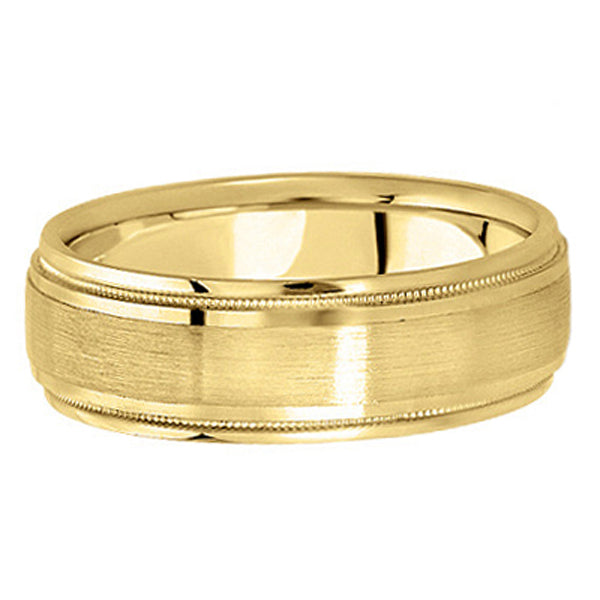 Carved Wedding Ring Band in 18k Yellow Gold For Men (7mm)