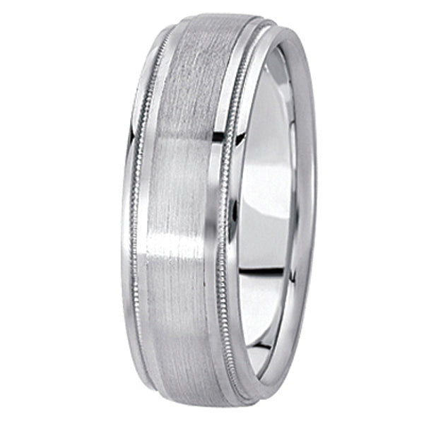 Carved Wedding Band in Palladium For Men (7mm)