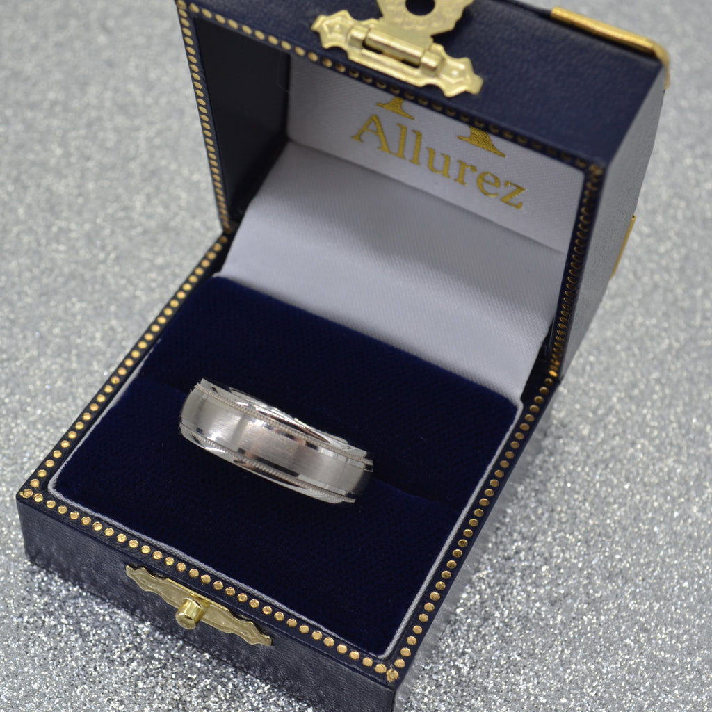 Carved Wedding Band in Palladium For Men (7mm)