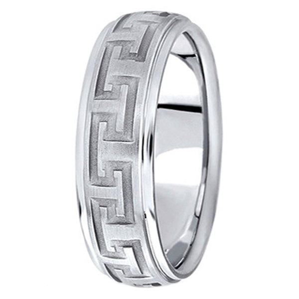 Men's Diamond Cut Carved Palladium Wedding Band (7mm)