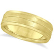 Carved Wedding Band in 14k Yellow Gold For Men (7mm)