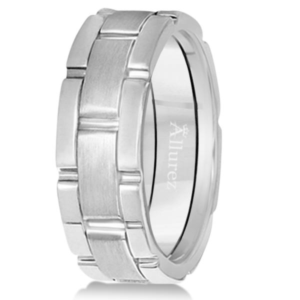 Unique Wedding Band Comfort-Fit in 14k White Gold (8.5mm)
