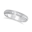 Satin Hammered Finished Carved Wedding Ring Band 14k White Gold (4mm)