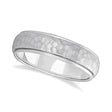 Mens Satin Hammer Finished Wedding Ring Wide Band 14k White Gold (6mm)