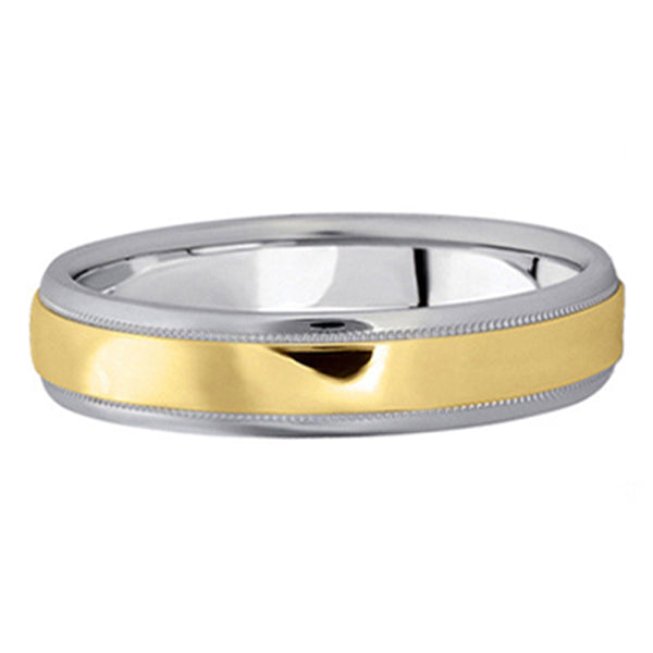 Carved Two-Tone Wedding Band (4mm)