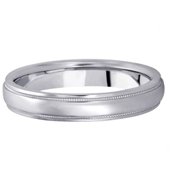 Carved Wedding Band in 14k White Gold (4mm)