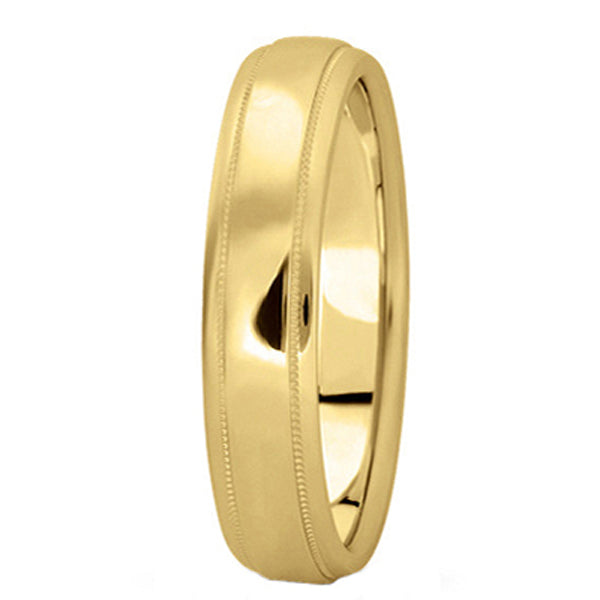 Carved Wedding Band in 14k Yellow Gold (4mm)