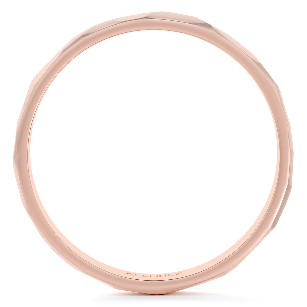 Carved Hammered Finish Wedding Ring Band 14k Rose Gold (3mm)