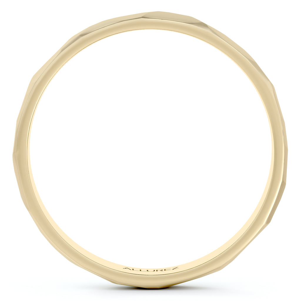 Carved Hammered Finish Wedding Ring Band 14k Yellow Gold (3mm)