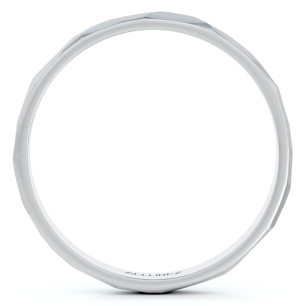 Carved Hammered Finish Wedding Ring Band Palladium (3mm)