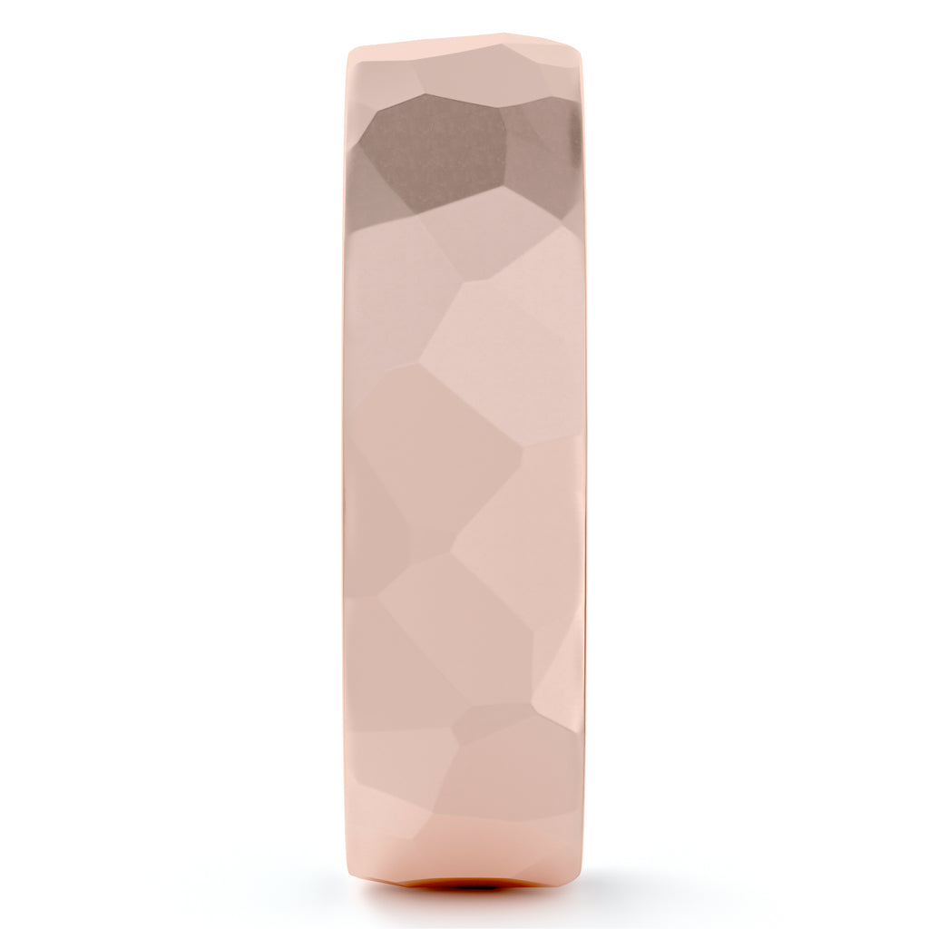 Men's Hammered Finished Carved Band Wedding Ring 14k Rose Gold (5mm)