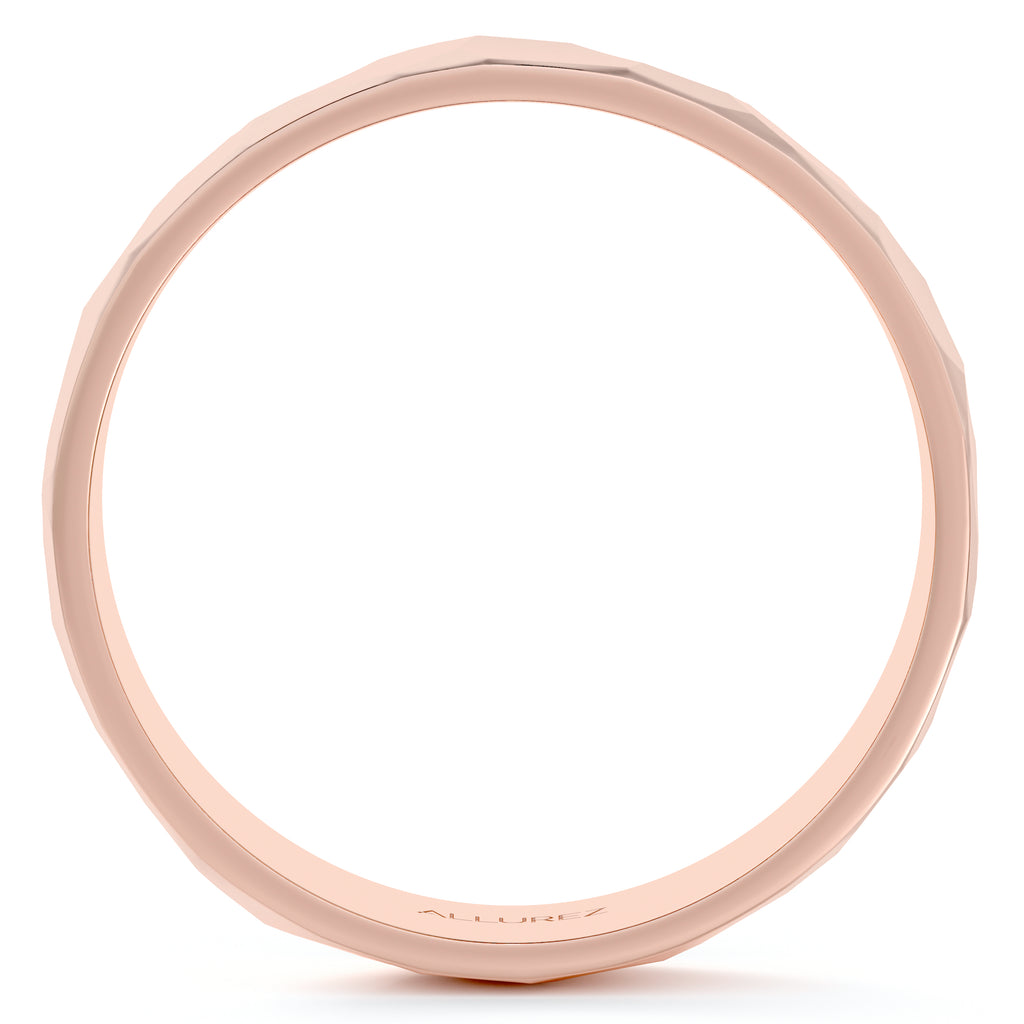 Men's Hammered Finished Carved Band Wedding Ring 14k Rose Gold (5mm)
