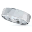Men's Hammered Finished Carved Band Wedding Ring 14k White Gold (5mm)